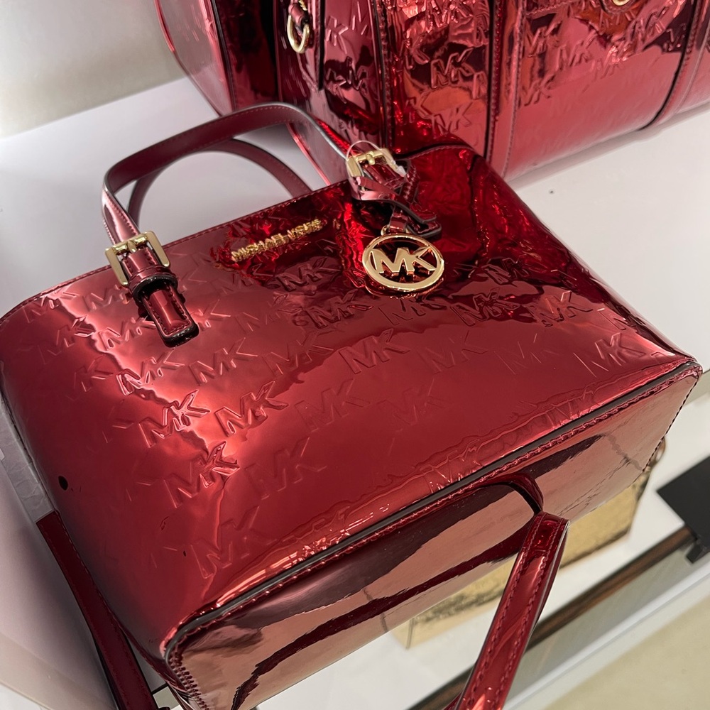 MICHAEL KORS Jet Set Extra-Sm Metallic Logo Debossed Convertible TZ Tote Crossbd - Picture 11 of 16